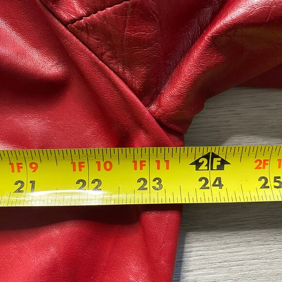 Vintage GIII G3 Red Double Breasted Long Genuine Leather Jacket Coat Size Medium - Picture 7 of 10